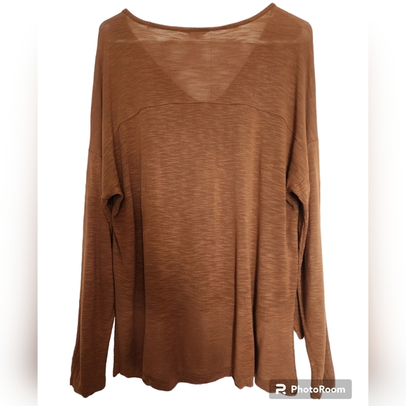 Madewell Long-Sleeve Copper V-Neck Hi-low Tee SZ Medium - Picture 2 of 6
